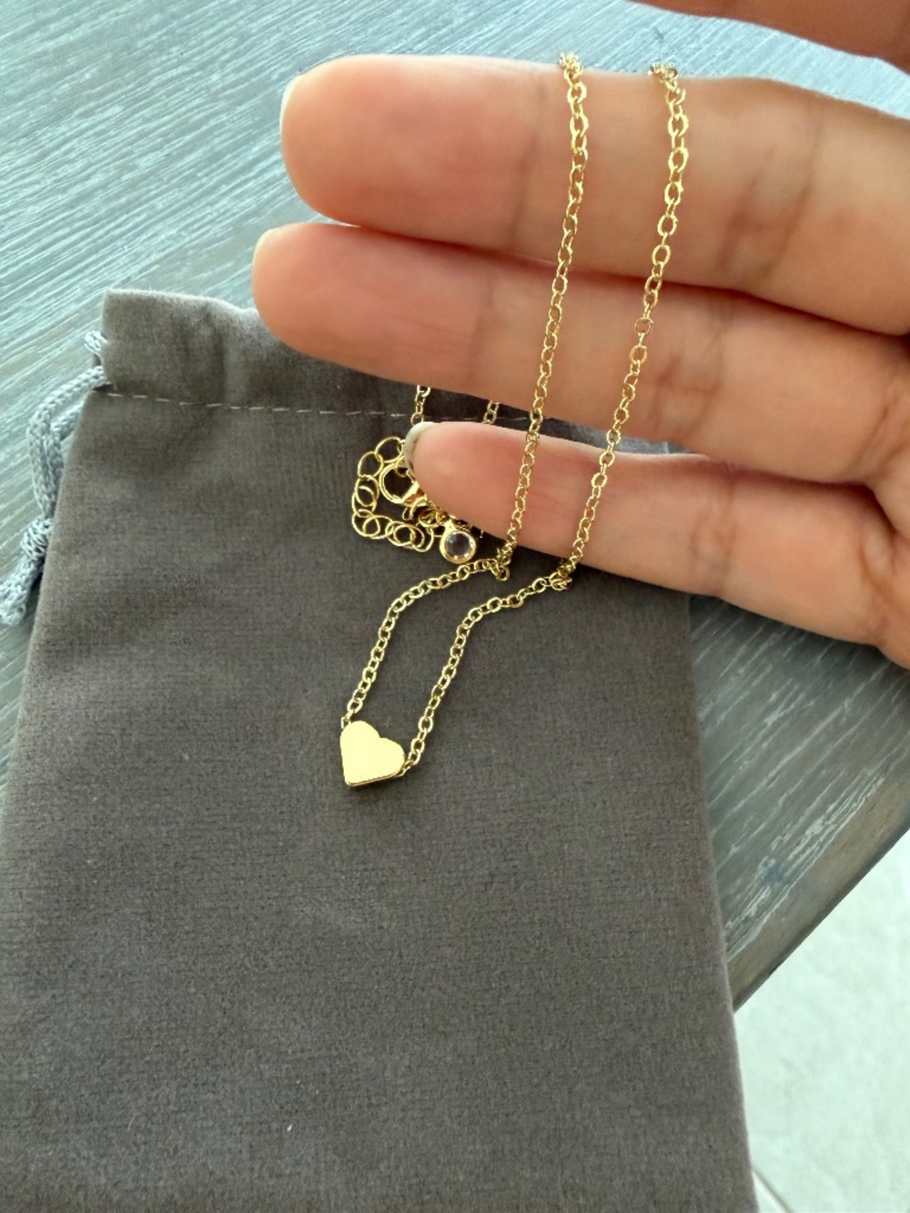 Dainty 14K Gold Plated Heart Pendant Necklace